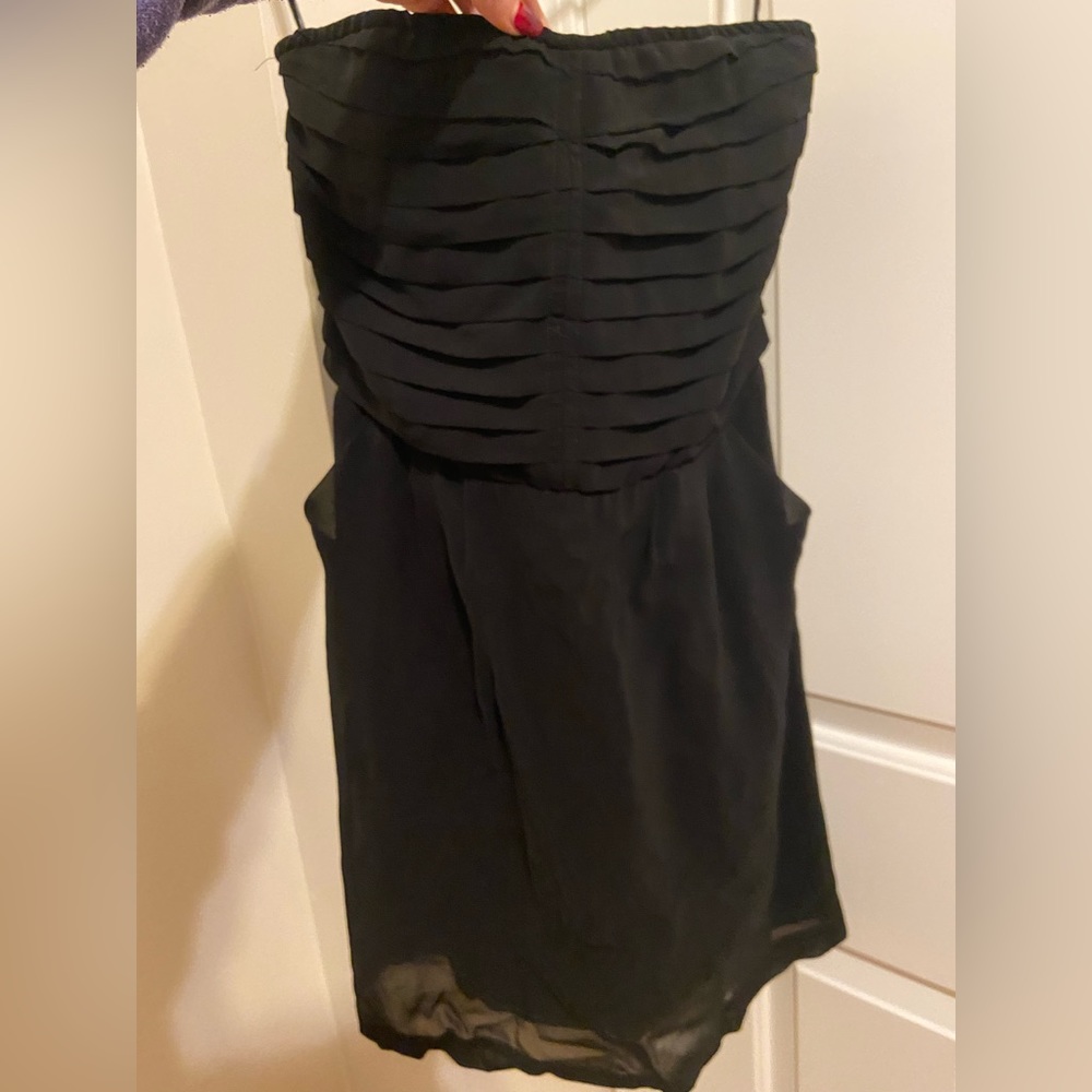 Black Strapless Mini Dress With Pockets Size 4